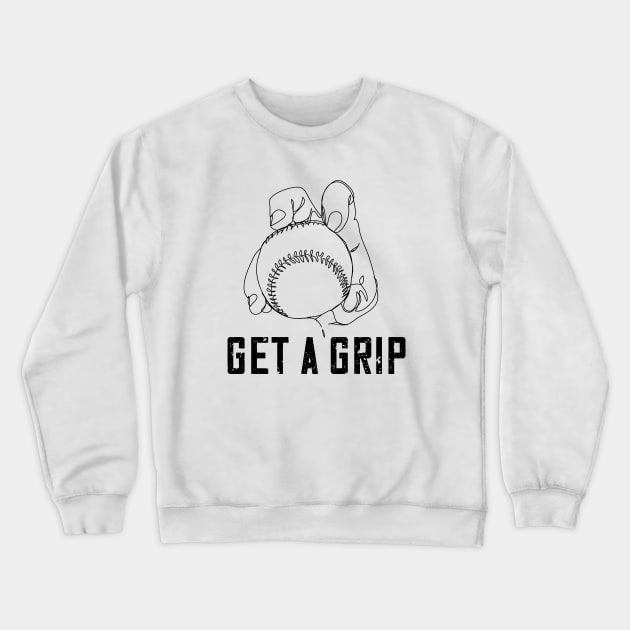 Baseball Pitcher Knuckleball Grip Pun Crewneck Sweatshirt by Huhnerdieb Apparel